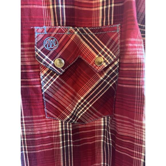 Vintage Wrangler Western Red Plaid Pearl Snap Shirt Mens Medium American Cowboy - Picture 3 of 8
